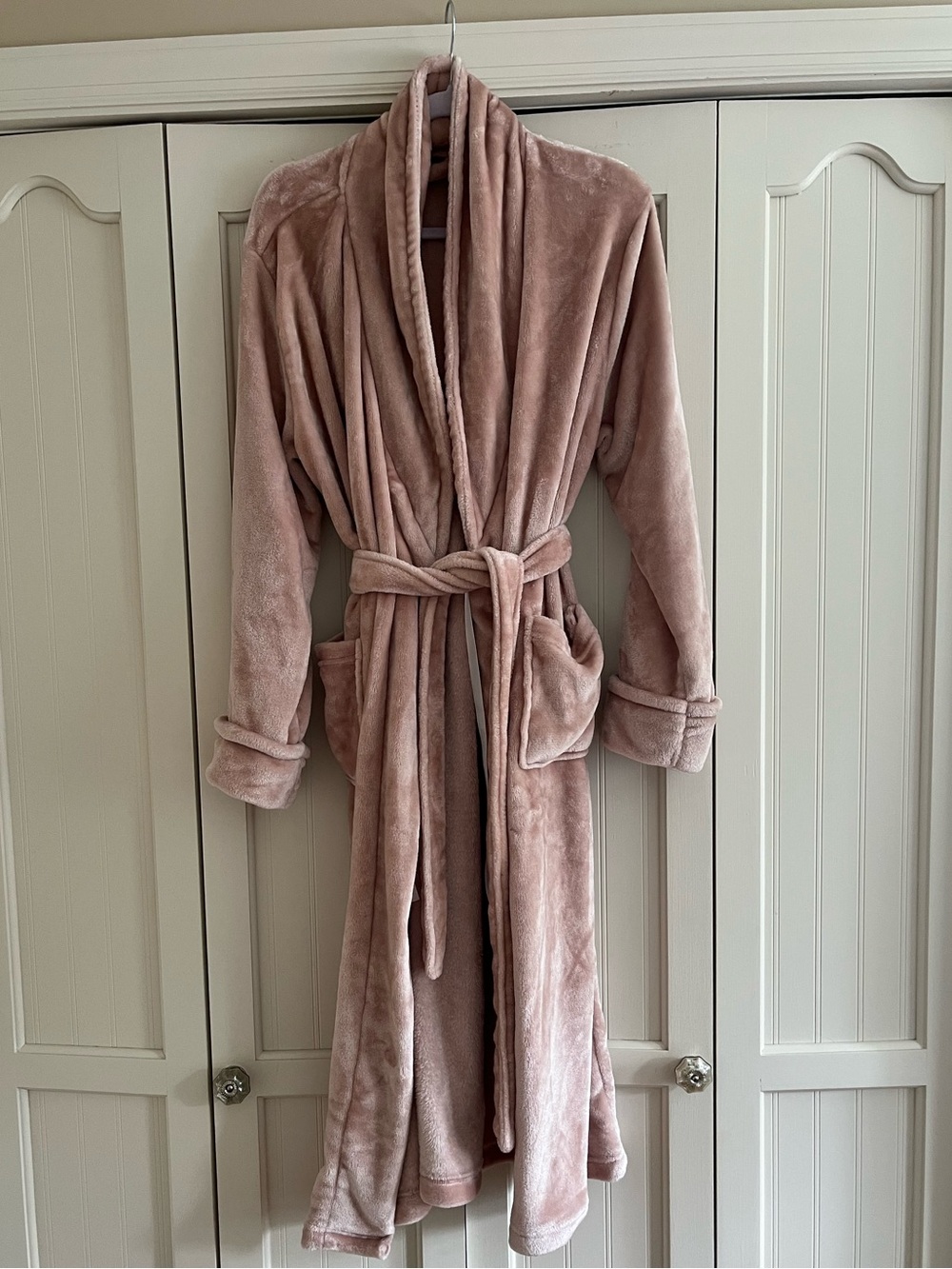 Plush Long Robe in Dusty Rose - Soft Cozy Wrap